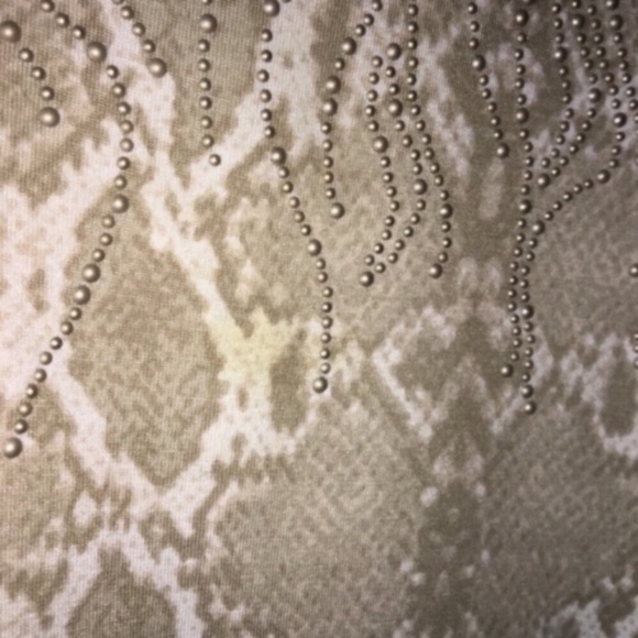 St. John Snake Print Studded Neck Blouse - Picture 3 of 5